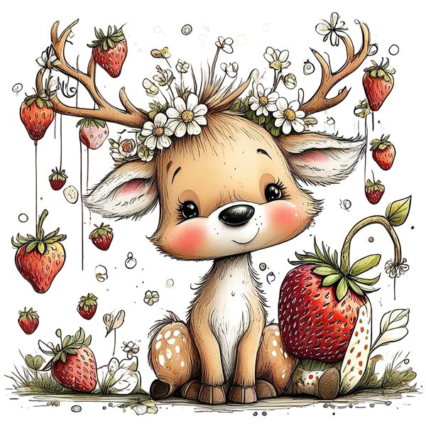 45 Whimsical Deer Clipart | Watercolor Sketch Style | Commercial Use — image 41