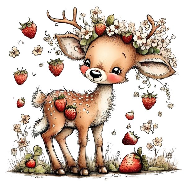 45 Whimsical Deer Clipart | Watercolor Sketch Style | Commercial Use — image 42