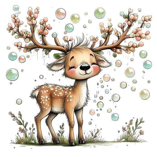45 Whimsical Deer Clipart | Watercolor Sketch Style | Commercial Use — image 44