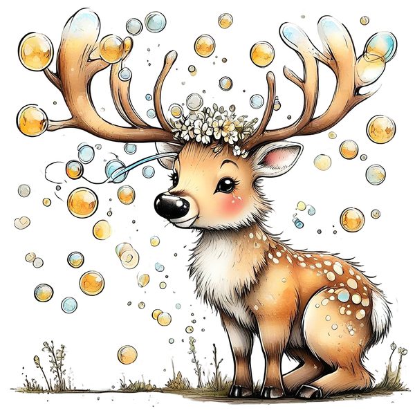 45 Whimsical Deer Clipart | Watercolor Sketch Style | Commercial Use — image 45