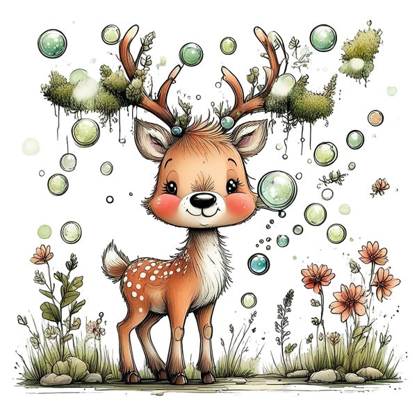 45 Whimsical Deer Clipart | Watercolor Sketch Style | Commercial Use — image 46
