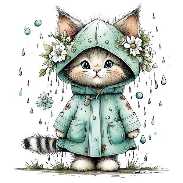 45 Whimsical Kittens Clipart | Watercolor Sketch Style | Commercial Use — image 2