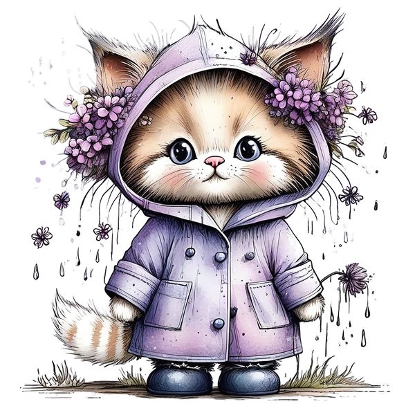 45 Whimsical Kittens Clipart | Watercolor Sketch Style | Commercial Use — image 3