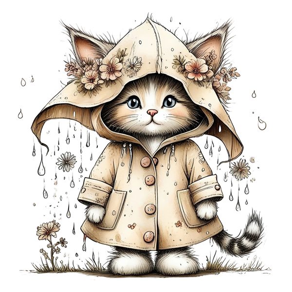 45 Whimsical Kittens Clipart | Watercolor Sketch Style | Commercial Use — image 4