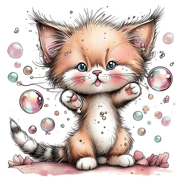 45 Whimsical Kittens Clipart | Watercolor Sketch Style | Commercial Use — image 7