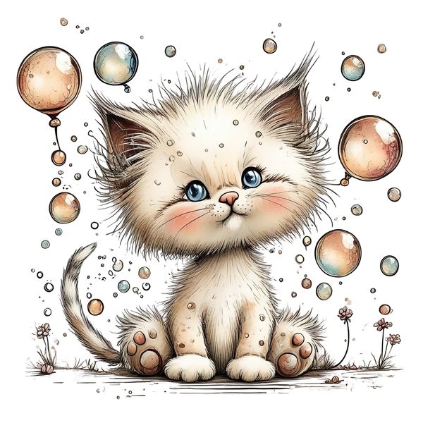 45 Whimsical Kittens Clipart | Watercolor Sketch Style | Commercial Use — image 8