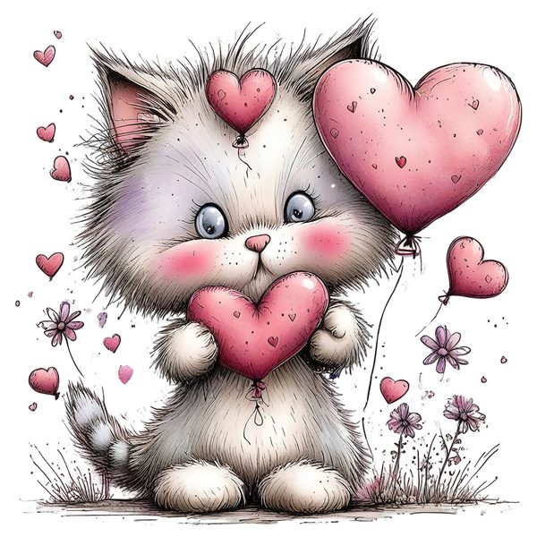 45 Whimsical Kittens Clipart | Watercolor Sketch Style | Commercial Use — image 9