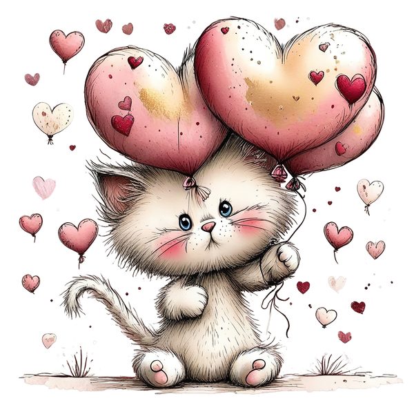 45 Whimsical Kittens Clipart | Watercolor Sketch Style | Commercial Use — image 10
