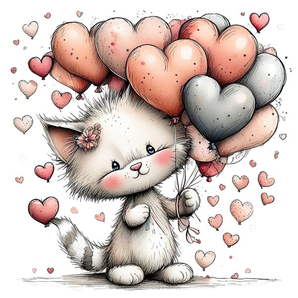 45 Whimsical Kittens Clipart | Watercolor Sketch Style | Commercial Use — image 12