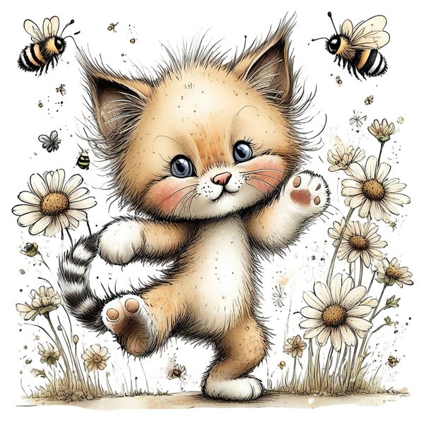 45 Whimsical Kittens Clipart | Watercolor Sketch Style | Commercial Use — image 14