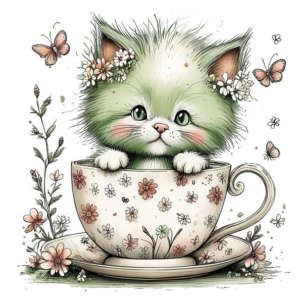 45 Whimsical Kittens Clipart | Watercolor Sketch Style | Commercial Use — image 15