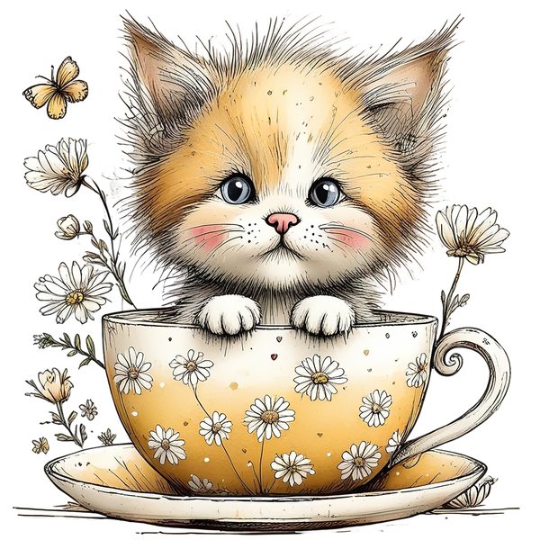 45 Whimsical Kittens Clipart | Watercolor Sketch Style | Commercial Use — image 16