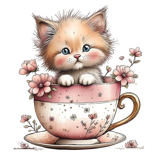 45 Whimsical Kittens Clipart | Watercolor Sketch Style | Commercial Use — image 17