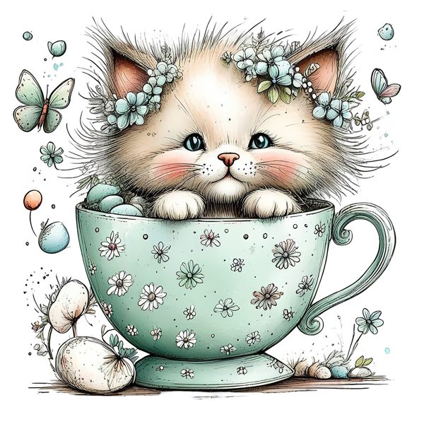 45 Whimsical Kittens Clipart | Watercolor Sketch Style | Commercial Use — image 18