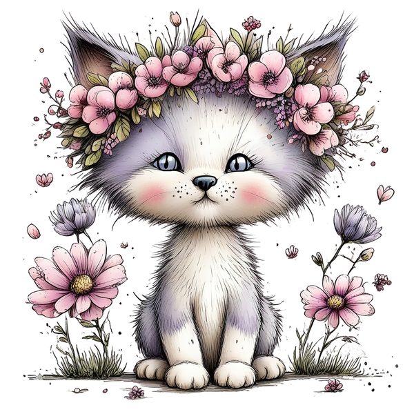 45 Whimsical Kittens Clipart | Watercolor Sketch Style | Commercial Use — image 20
