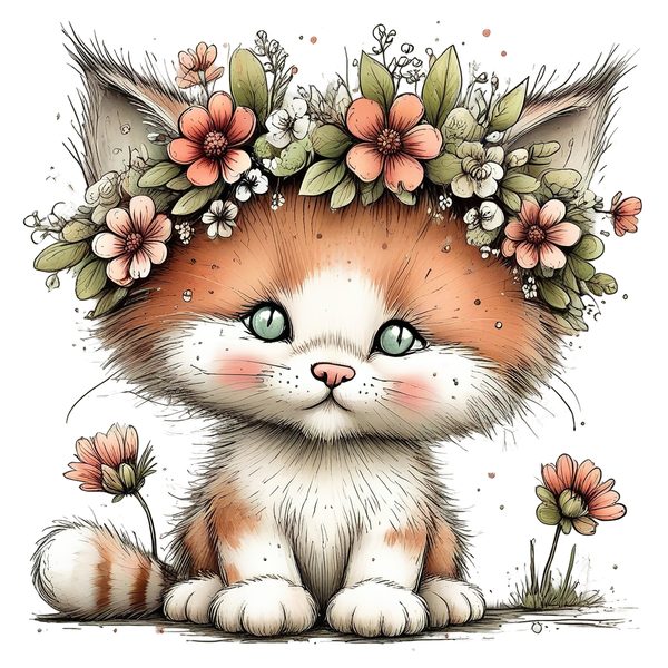 45 Whimsical Kittens Clipart | Watercolor Sketch Style | Commercial Use — image 24