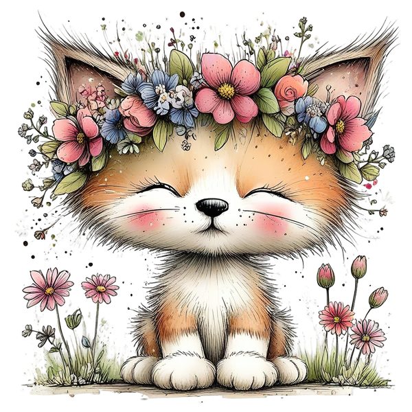 45 Whimsical Kittens Clipart | Watercolor Sketch Style | Commercial Use — image 25
