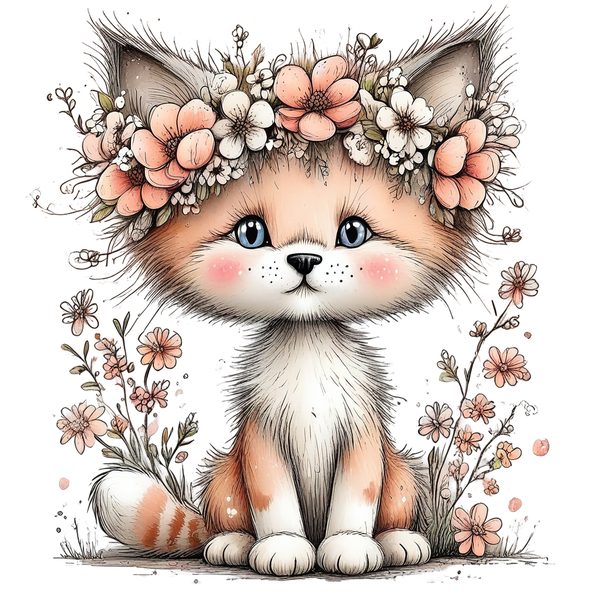45 Whimsical Kittens Clipart | Watercolor Sketch Style | Commercial Use — image 26