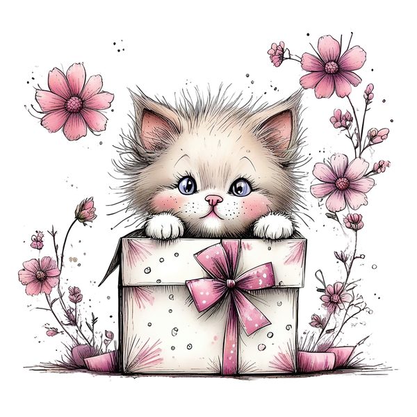 45 Whimsical Kittens Clipart | Watercolor Sketch Style | Commercial Use — image 28