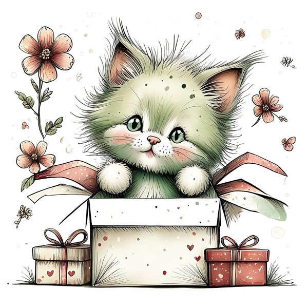 45 Whimsical Kittens Clipart | Watercolor Sketch Style | Commercial Use — image 29