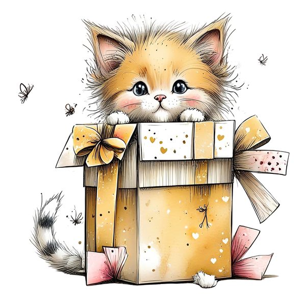 45 Whimsical Kittens Clipart | Watercolor Sketch Style | Commercial Use — image 30
