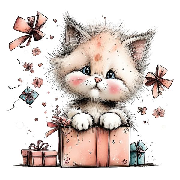 45 Whimsical Kittens Clipart | Watercolor Sketch Style | Commercial Use — image 32
