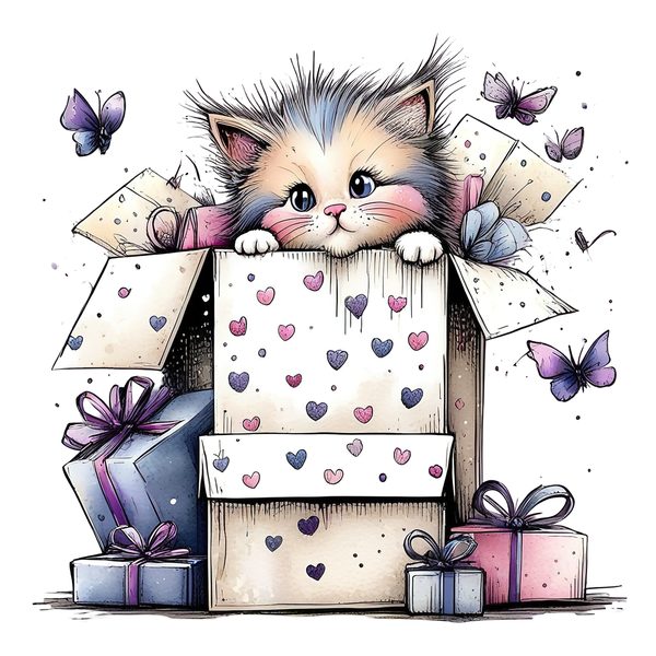 45 Whimsical Kittens Clipart | Watercolor Sketch Style | Commercial Use — image 33
