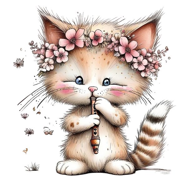 45 Whimsical Kittens Clipart | Watercolor Sketch Style | Commercial Use — image 36
