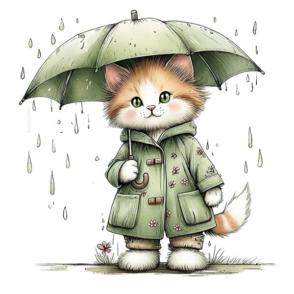 45 Whimsical Kittens Clipart | Watercolor Sketch Style | Commercial Use — image 39