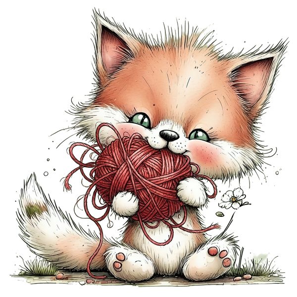 45 Whimsical Kittens Clipart | Watercolor Sketch Style | Commercial Use — image 40