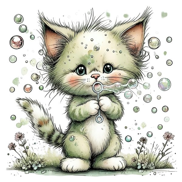 45 Whimsical Kittens Clipart | Watercolor Sketch Style | Commercial Use — image 42