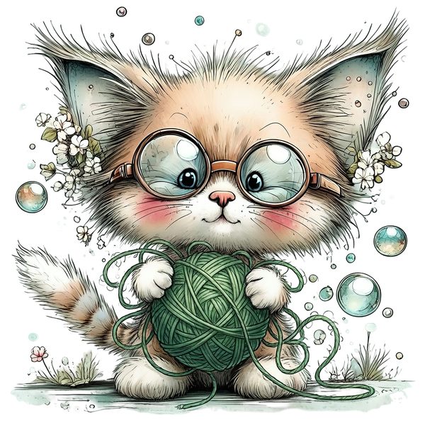 45 Whimsical Kittens Clipart | Watercolor Sketch Style | Commercial Use — image 43