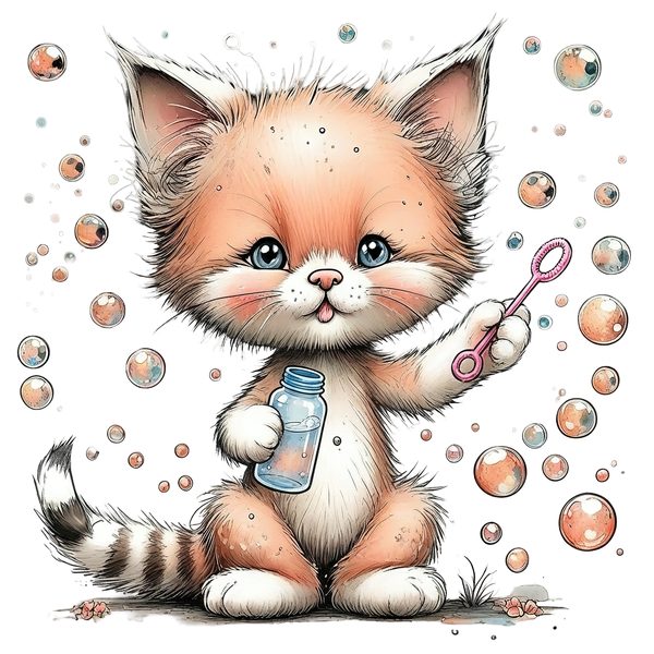 45 Whimsical Kittens Clipart | Watercolor Sketch Style | Commercial Use — image 44