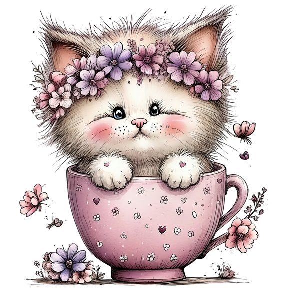 45 Whimsical Kittens Clipart | Watercolor Sketch Style | Commercial Use — image 48