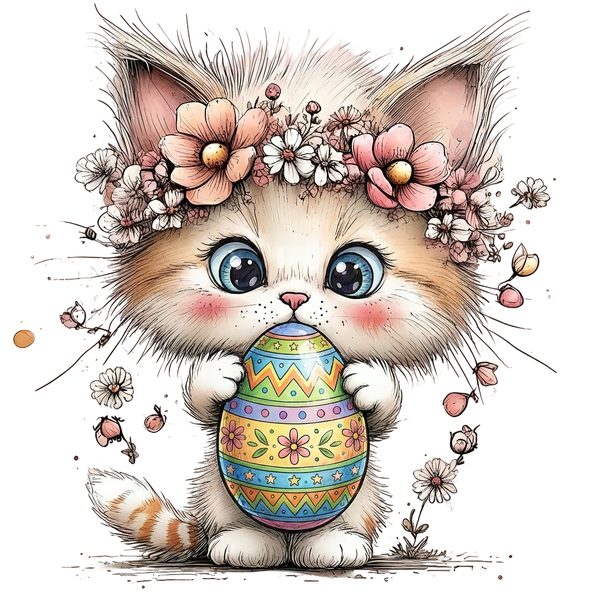 45 Whimsical Kittens Clipart | Watercolor Sketch Style | Commercial Use — image 50