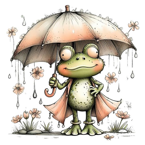 45 Whimsical Frog Clipart | Watercolor Sketch Style | Commercial Use — image 1