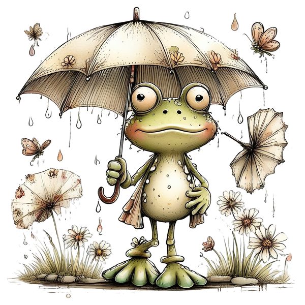 45 Whimsical Frog Clipart | Watercolor Sketch Style | Commercial Use — image 2