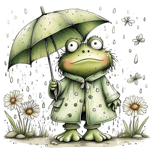 45 Whimsical Frog Clipart | Watercolor Sketch Style | Commercial Use — image 3