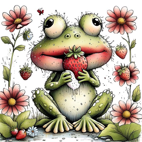 45 Whimsical Frog Clipart | Watercolor Sketch Style | Commercial Use — image 4