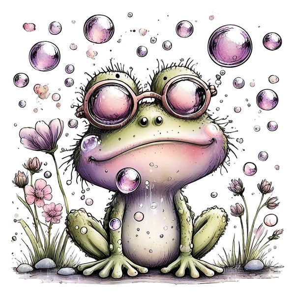 45 Whimsical Frog Clipart | Watercolor Sketch Style | Commercial Use — image 5
