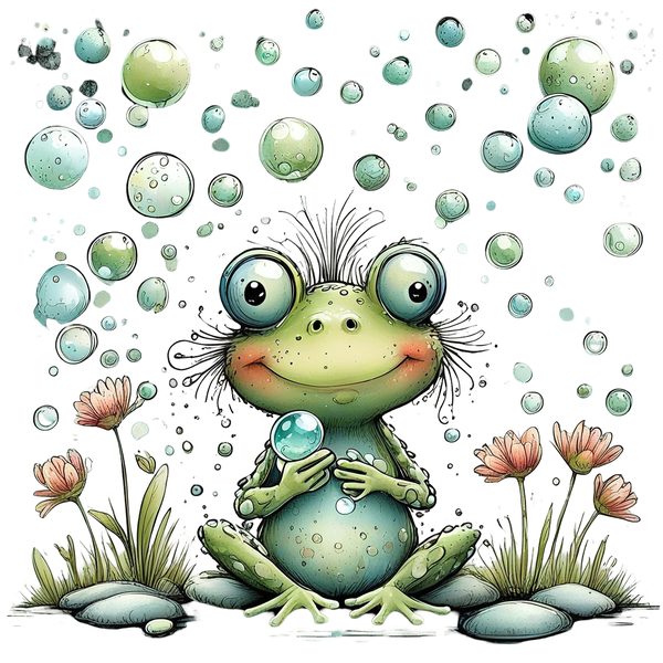 45 Whimsical Frog Clipart | Watercolor Sketch Style | Commercial Use — image 6
