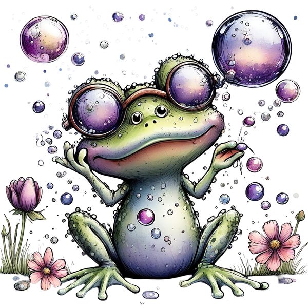 45 Whimsical Frog Clipart | Watercolor Sketch Style | Commercial Use — image 8