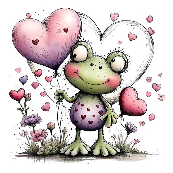 45 Whimsical Frog Clipart | Watercolor Sketch Style | Commercial Use — image 9
