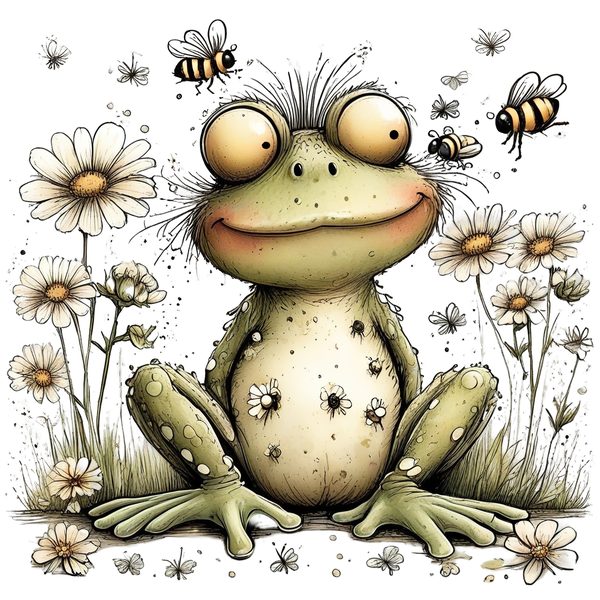 45 Whimsical Frog Clipart | Watercolor Sketch Style | Commercial Use — image 16