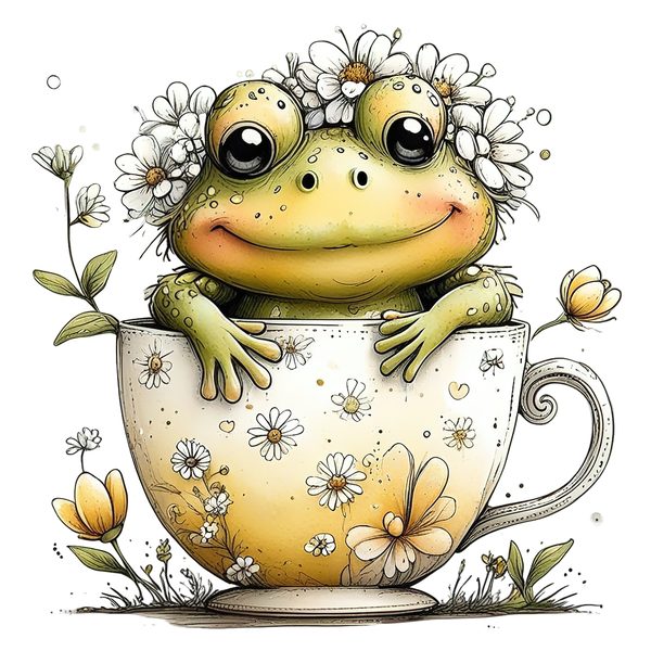 45 Whimsical Frog Clipart | Watercolor Sketch Style | Commercial Use — image 19