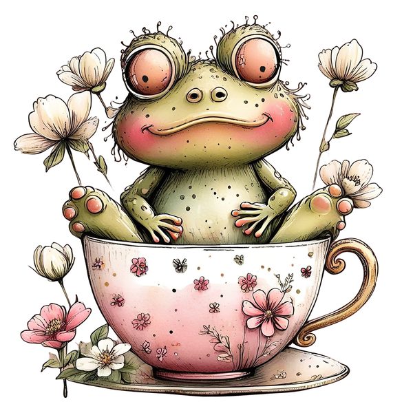45 Whimsical Frog Clipart | Watercolor Sketch Style | Commercial Use — image 20