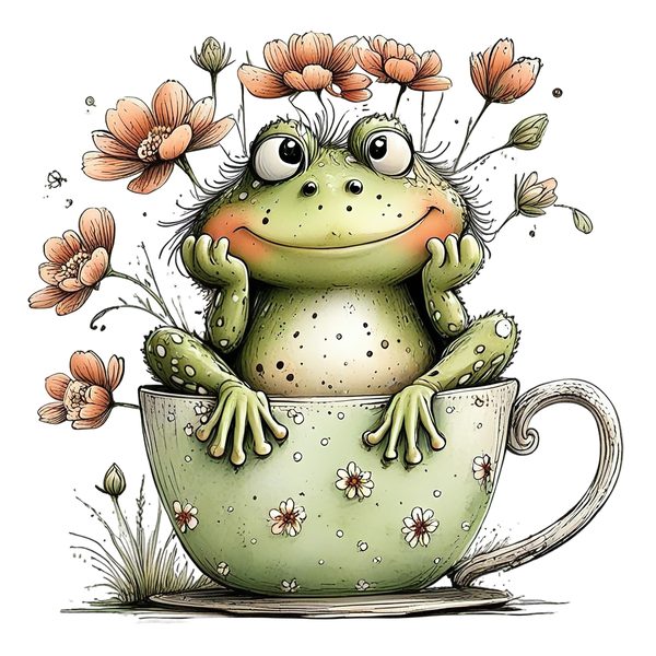45 Whimsical Frog Clipart | Watercolor Sketch Style | Commercial Use — image 21
