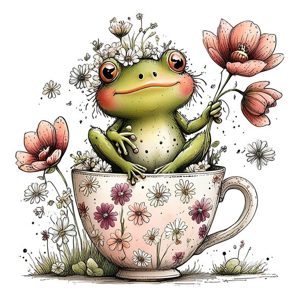 45 Whimsical Frog Clipart | Watercolor Sketch Style | Commercial Use — image 22