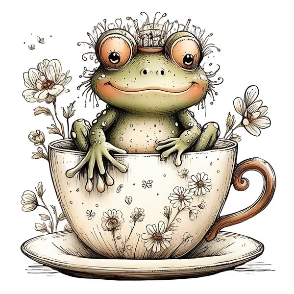 45 Whimsical Frog Clipart | Watercolor Sketch Style | Commercial Use — image 23