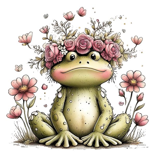 45 Whimsical Frog Clipart | Watercolor Sketch Style | Commercial Use — image 24